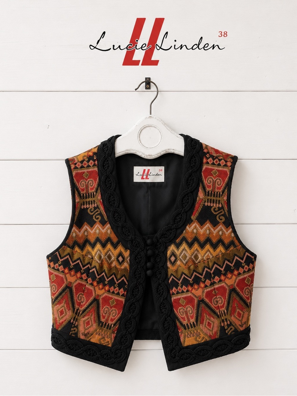 LUCIE LINDEN Vintage Tapestry Bolero Vest Size 38